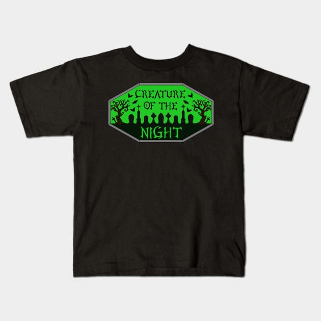 Creature of the Night Cemetery in Green Kids T-Shirt by RavenWake